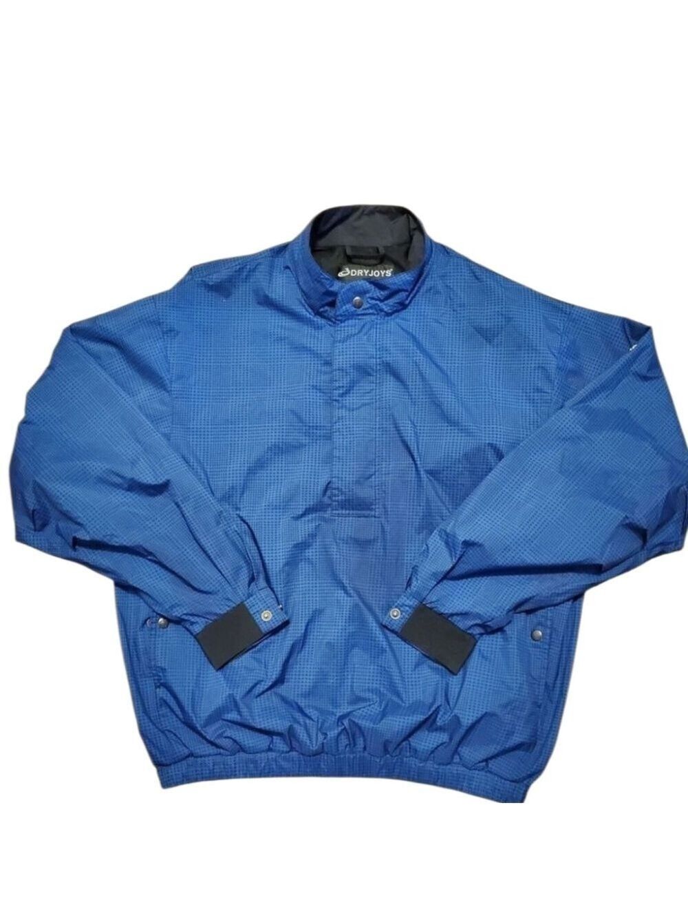 DRYJOYS by FootJoy Golf Windbreaker Jacket Blue Houndstooth pullover 1/4 zip Med